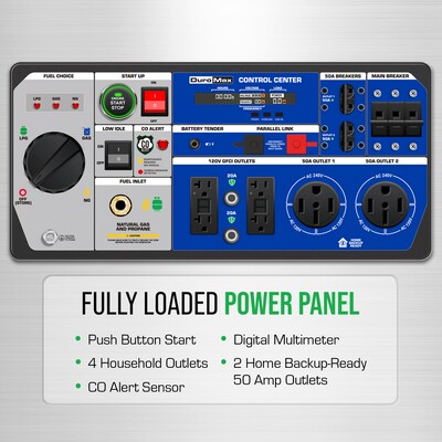 DuroMax V-Twin Tri Fuel Portable Digital Inverter Generator, Electric Start, 16000 Watts (XP16000iHT)