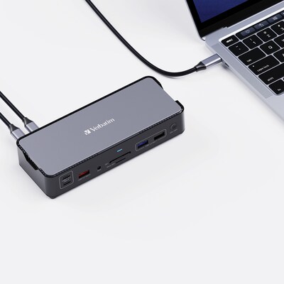 Verbatim USB-C Pro Universal 15-in-1 Docking Station for Windows 11/10/8, MacOS x 10.4 or above Laptop (32171)