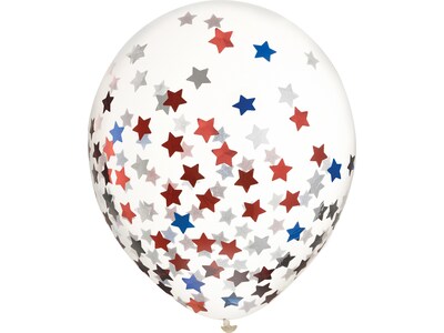 Amscan Fourth of July Stars Confetti Balloons, Multicolor, 6/Pack, 2 Packs/Set (111139)