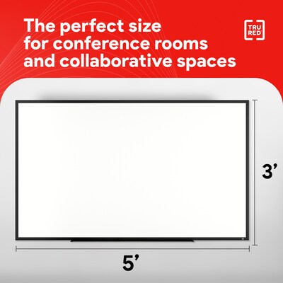 TRU RED™ Melamine Dry Erase Board, Black Frame, 5' x 3' (TR59359)