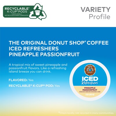 The Original Donut Shop Iced Refreshers Pineapple Passion Fruit, Keurig® K-Cup® Pods, 20/Box (5000379381)