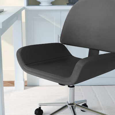 Martha Stewart Tyla Armless Faux Leather Swivel Executive Chair, Gray/Polished Nickel (CH2209215GY)