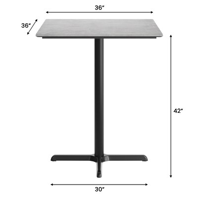 Flash Furniture Acadia Square Wooden Dining Table with X-Base, 36"D x 36"W, Gray Faux Concrete/Black Base (STSQ36CGT3030B)