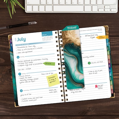 2026-2027 Excello Brands 8 x 5.5 Academic Weekly & Monthly Planner, Paperboard Cover, Teal Gold Marble (FSHN-AY26-58-54)