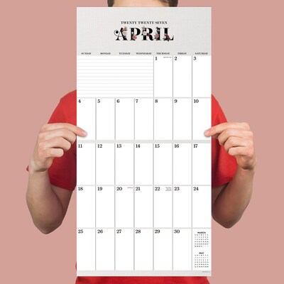 2027 TF Publishing Big Grid-Floral 12" x 12" Monthly Wall Calendar, Multicolored (27-1103)