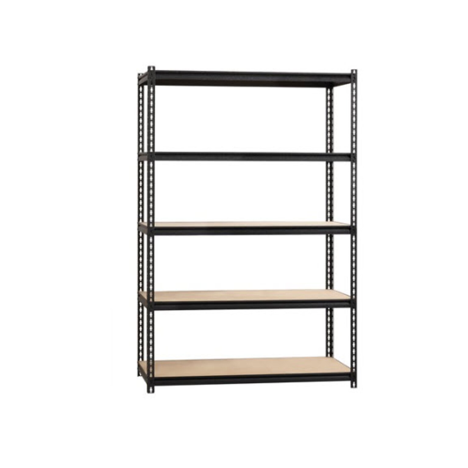 Lorell Iron Horse Riveted Shelving Unit, 2300 lb. Capacity, 48W x 18D x 72H, Black/Natural (LLR59698)
