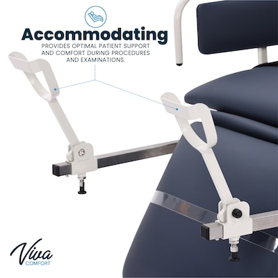 Viva Comfort Electric Height Adjust Imaging Exam Table with Drop Window and Stirrups, 550 lbs Capacity, Blue (ADI903-04-KIT-MK)