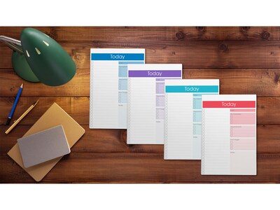 Better Office Today Notepad, 7" x 10", Ruled, Assorted Colors, 52 Sheets/Pad, 4 Pads/Pack (25831-4PK)