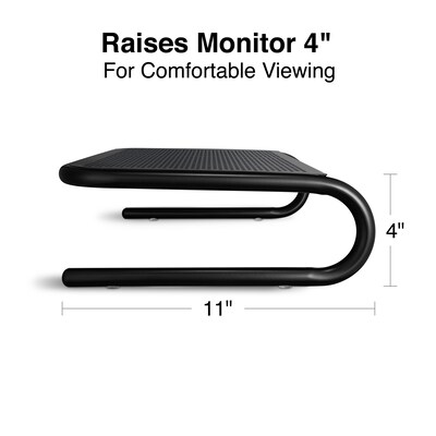 Staples® Metal Monitor Stand, Black, 4"H x 14"W x 11"D