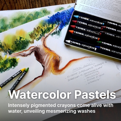 Lyra Aquacolor Water Soluble Crayon Pastels Set Tin, Assorted Colors, 24/Pack (LYXL5611240)