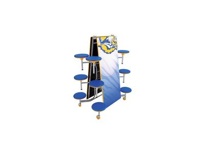 AmTab Rectangular Mobile Cafeteria Table w/ 12 Stools, 30" x 145", Assorted Colors (MST1212)