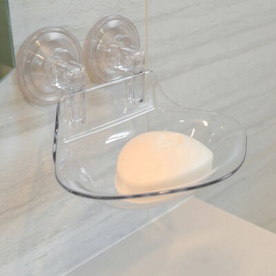 Better Houseware Plastic Suction-Cup Soap Holder, Clear (BTH884)