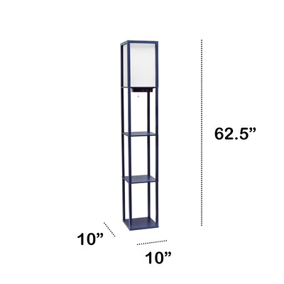 Creekwood Home Classix 62.5" Floor Lamp with Rectangular Shade, Navy Blue (CWF-3009-NV-LB)