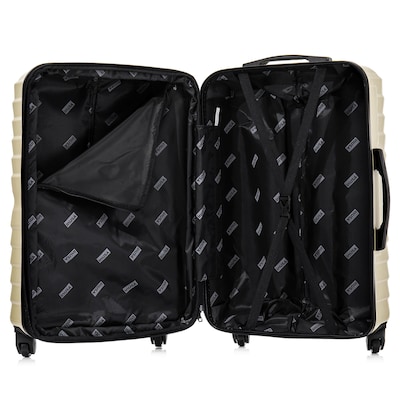 InUSA Aurum 25.98" Hardside Suitcase, 4-Wheeled Spinner, TSA Checkpoint Friendly, Champagne (IUAUR00M-CHA)