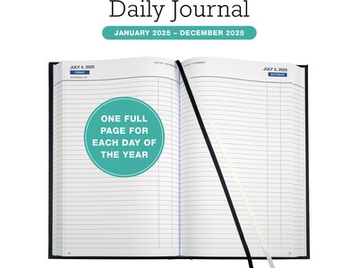 2025 Global Printed Products 8 x 12.5 Daily Planner, Cardboard Cover, Black (SPLS-SDCY25-BK)
