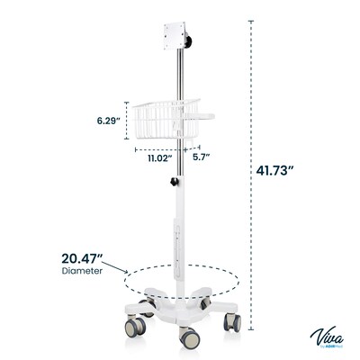Viva Comfort Steel Welch Allyn 4400 Vital Signs Monitor Steel Mobile Stand with Storage Basket, White (ADIME911-01-MK)