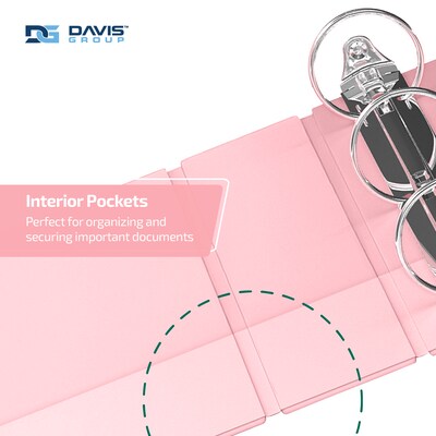 Davis Group, 1.5", 8.5" x 11", Round Ring View Binder, Pastel Color, Blush, 6/Pack (7412-11-06)