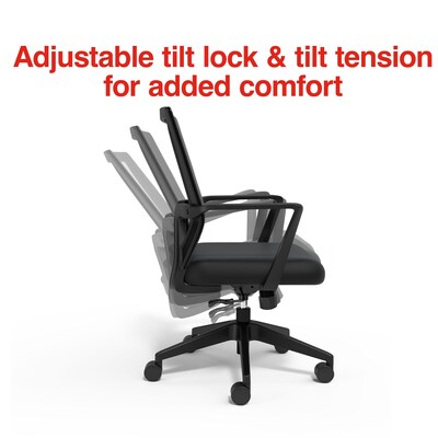 Staples Cartwright Ergonomic Fabric Swivel Task Chair, Black (ST62400)