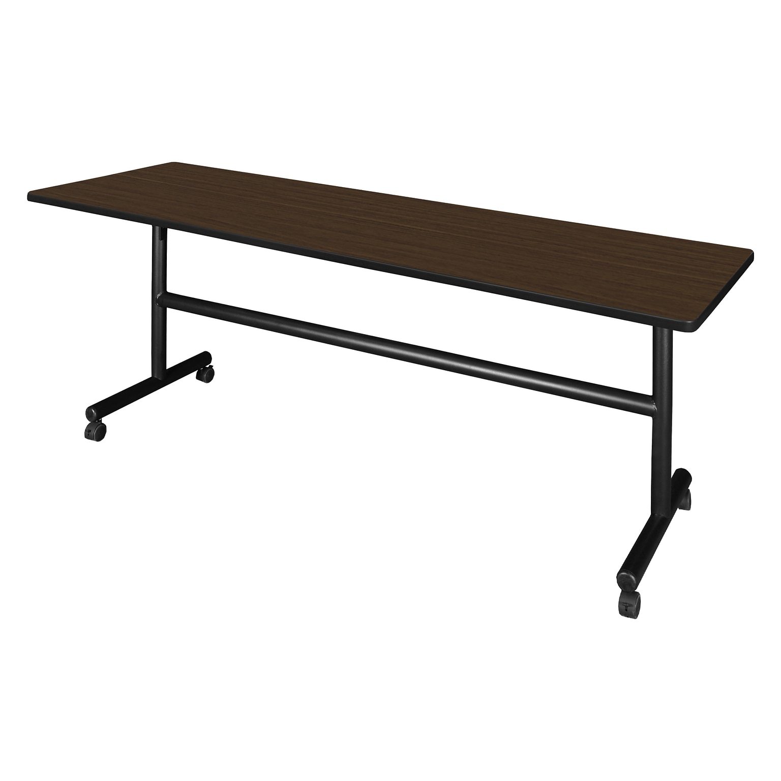 Regency Kobe Flip Top 84W x 24D Rectangular Training Room Table, Laminate, With Wheels, Neo Walnut (MKFT8424NW)