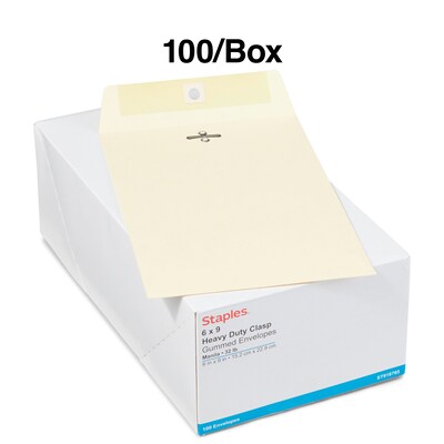 Staples Catalog Envelopes, 6" x 9", Manila, 100/Box (918765/19381)