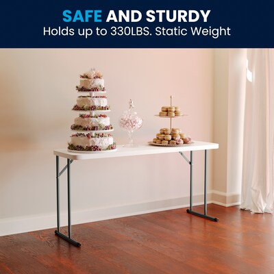 Flash Furniture Kathryn 5' x 18" Plastic Folding Table, Granite White (RB1860)