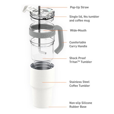 ASOBU Explorer Stainless Steel, 34 oz., White, (ADNASM80W)