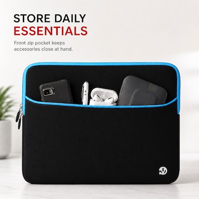 Vangoddy 17" Laptop Sleeve, Black/Blue (NBKLEA255)