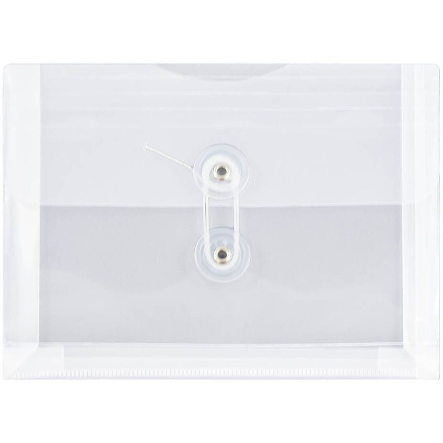 JAM Paper Premium Plastic Filing Envelope with Button & String Closure, 5 1/2 x 7 1/2, Clear, 3/Pack (920B1clx3)