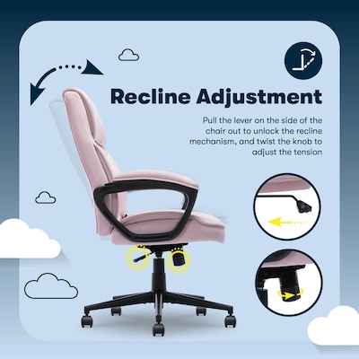 Serta Comfort Classic Ergonomic Velvet Fabric Swivel Executive Chair, Pink (CCHR10005C)