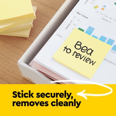 Post-it Pop-up Notes, 3" x 3", Canary Collection, 100 Sheet/Pad, 12 Pads/Pack (R330-YW)