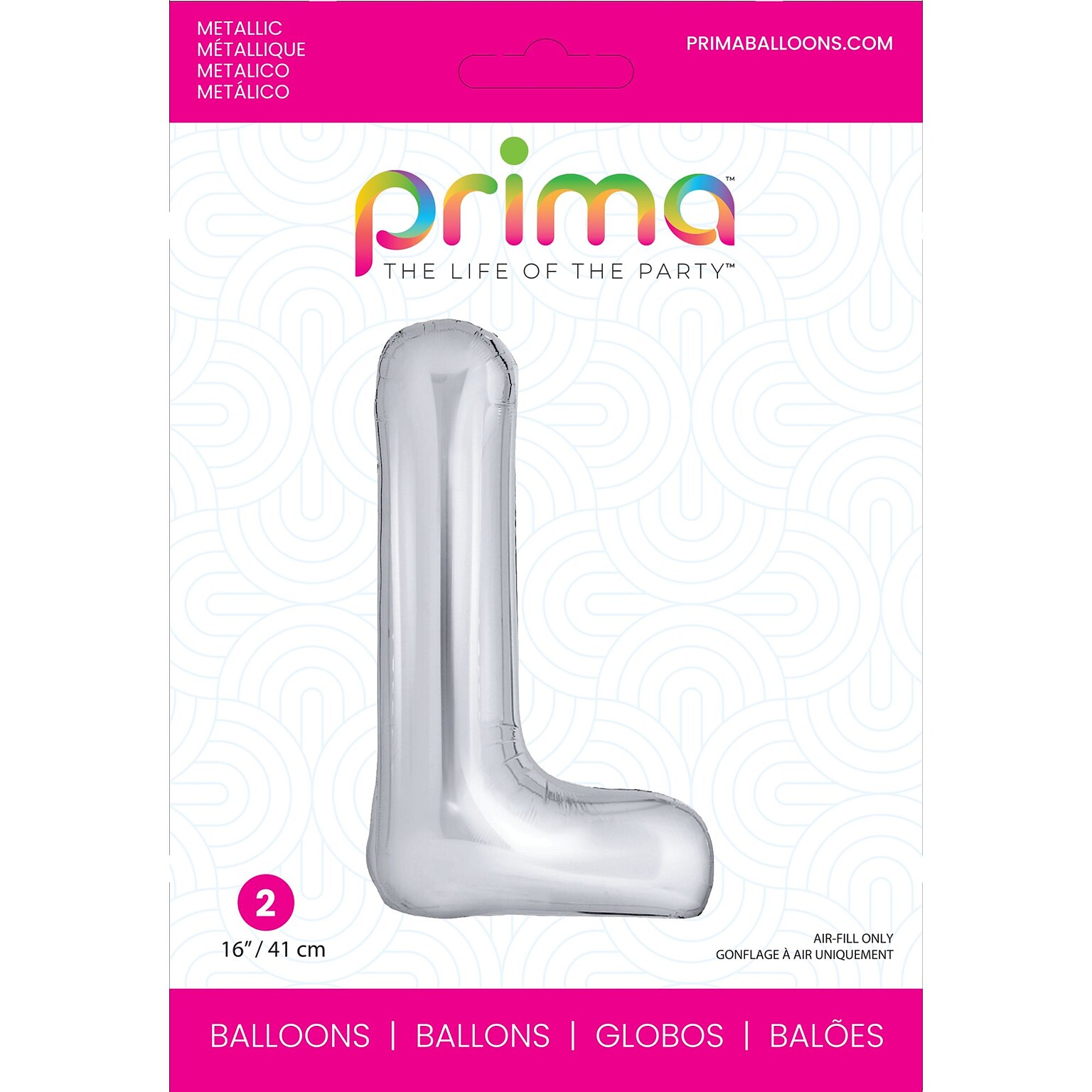 Party City (Air-Filled) 16 L Foil Balloon, Silver, 2/Pack (AM60050276-18)