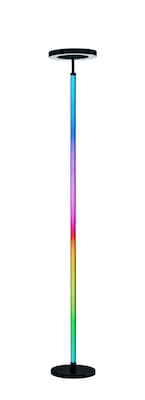 Simplee Adesso Luther LED RGB Color Changing Torchiere, 71.75"H, Black with Plastic Shade (SL0373-01)