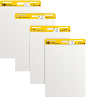 Post-it Super Sticky Easel Pad, 25 x 30 in., 4 Pads, 30 Sheets/Pad, 2x the Sticking Power, White