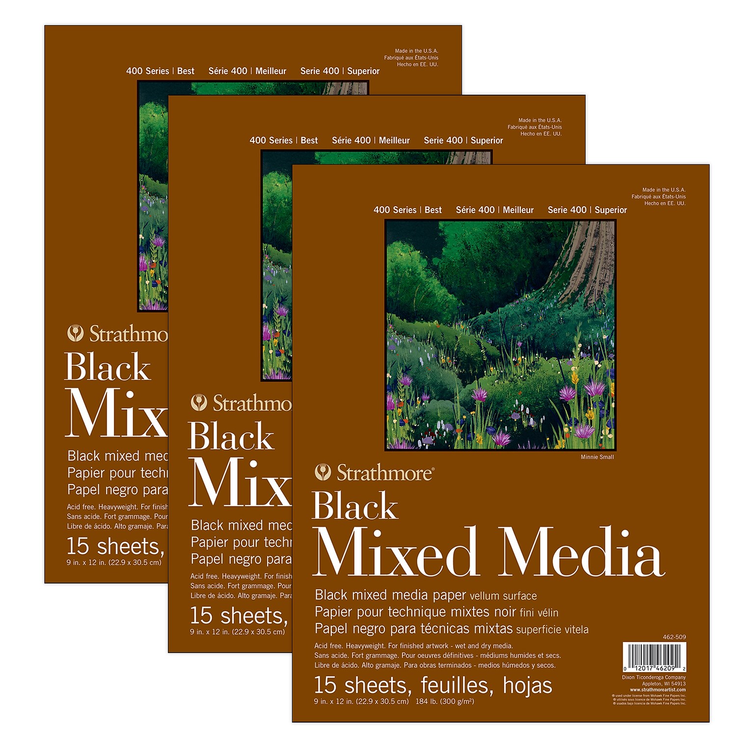 Strathmore 400 Series 9 x 12 Mixed Media Sketch Pad, 15 Sheets/Pad, 3/Bundle (STTP46250903-3)
