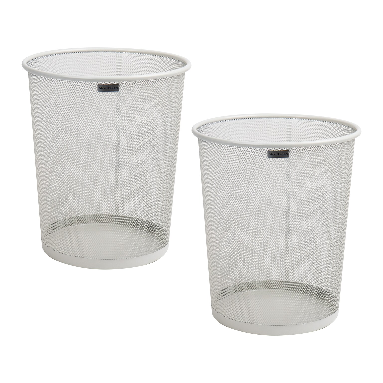 Mind Reader Metal Mesh Trash Can Without Lid, 4.4 Gallon, White, 2/Pack (2CIRGA-WHT)