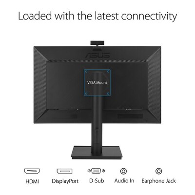 Asus BE Series Video Conferencing 27" 100Hz LED Monitor, Built-In Speakers & Webcam, Height-Adjustable, Black (BE279QFK)