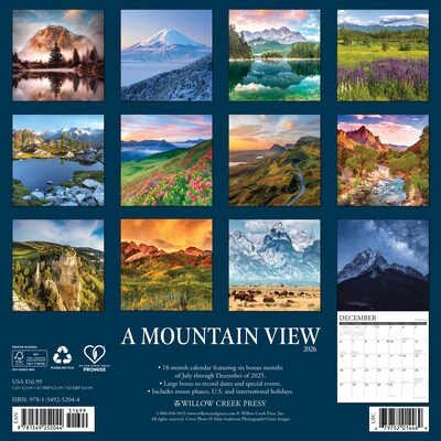 2026 Willow Creek Mountain View 12 x 12 Monthly Wall Calendar (52044X)