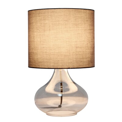 Simple Designs Glass Raindrop Table Lamp Fabric Shade, Smoke Gray with Gray Shade (LT2063-SMG)