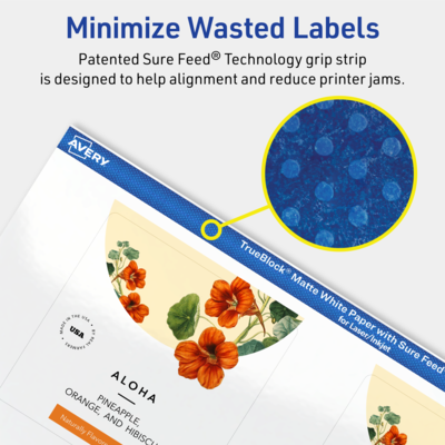 Avery TrueBlock Laser/Inkjet Square Multipurpose Labels, 2.75" x 2.75", White, 600/Box (94109)