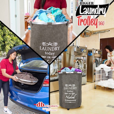 Dbest Bigger Laundry Trolley 360 Rolling Hamper Basket, Brown (01-905)