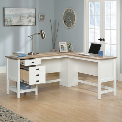 Sauder Cottage Road 65"W L-Shaped Desk, Soft White (428225)
