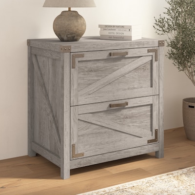 Bush Furniture Knoxville 2-Drawer Lateral File Cabinet, Restored Gray (CGF129RTG-03)