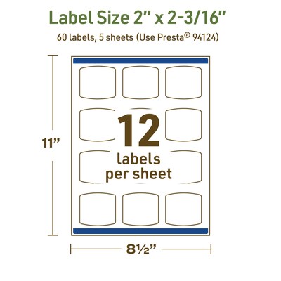 Avery Dissolvable Square Multipurpose Labels, 2" x 2-3/16", Off-white, 60/Pack (94124)