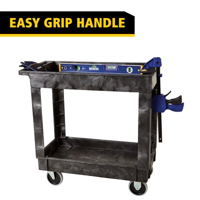 Rubbermaid 2-Shelf Plastic/Poly Mobile Utility Cart, Black (FG9T6600BLA)