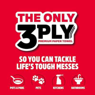 Brawny Tear-A-Square Paper Towels, 3-ply, 76 Sheets/Roll, 8 Rolls/Pack (446005)