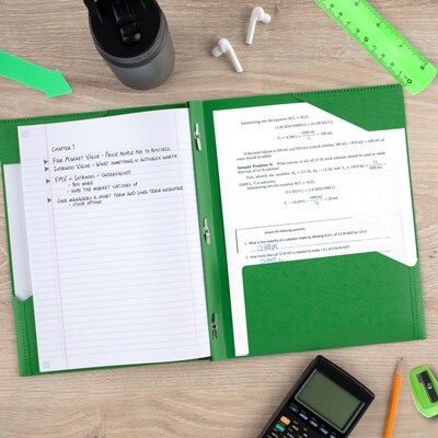 Five Star Stay-Put Plastic 2-Pocket and Prong Folder, Retro Green (340300E)