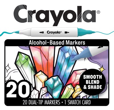 Crayola Alcohol-Based Marker, Twin Tip, Assorted Colors, 20/Pack (586803)