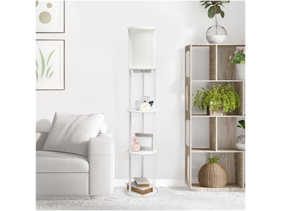 Simple Designs 62.5" Matte White Floor Lamp with Cylindrical Shade (LF2010-WHT)