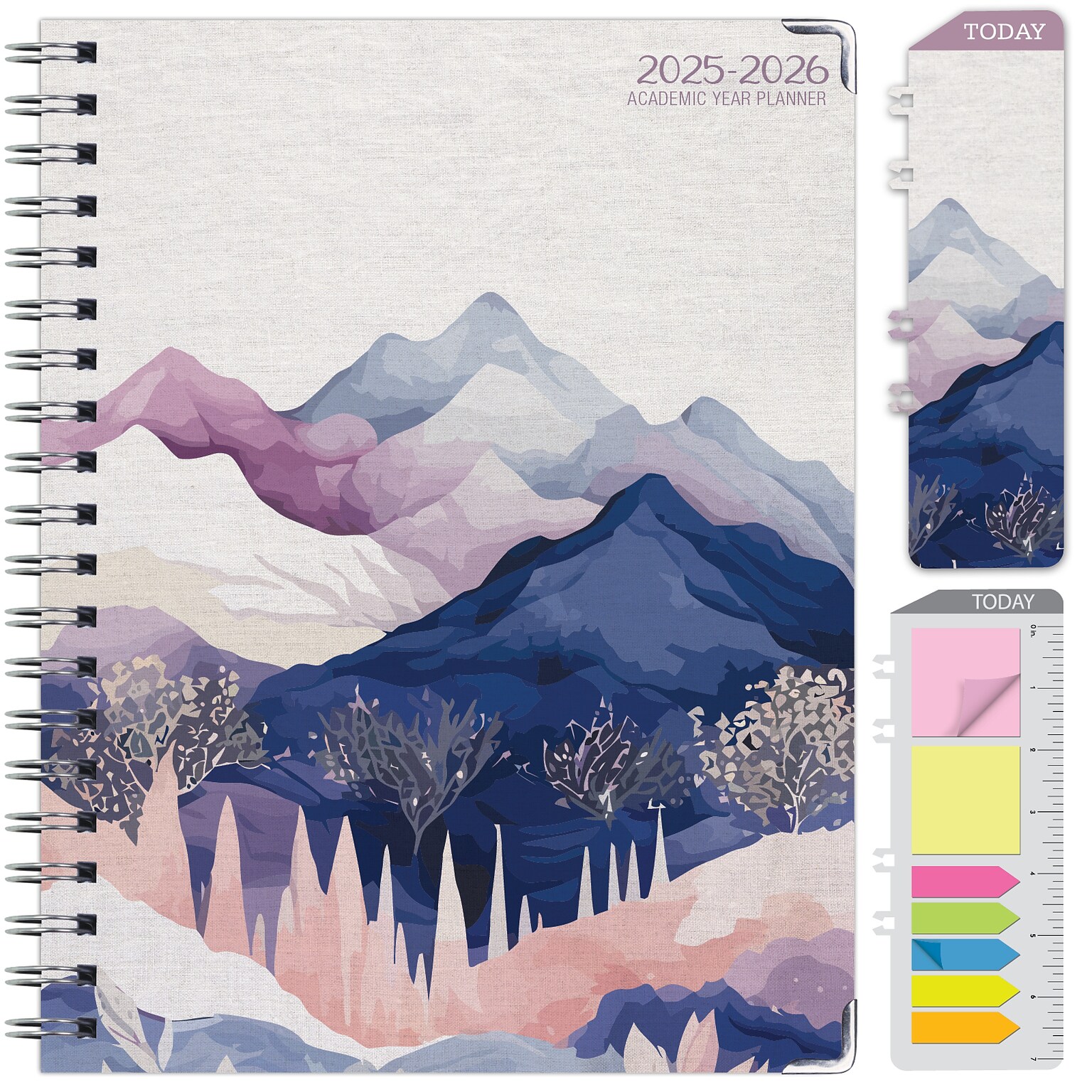 2025-2026 Global Printed Products Pastel Mountains 8.5 x 11 Academic Weekly & Monthly Planner, Paper Cover