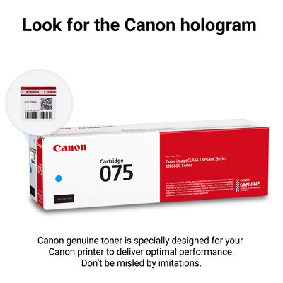 Canon 075 Cyan Standard Yield Toner Cartridge, Prints Up to 1,300 Pages (6364C001)